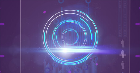 Image of processing circle and moving light on scientific graph