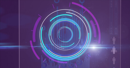 Image of processing circle and moving light on scientific graph