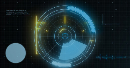 Image of interference over graph on blue background