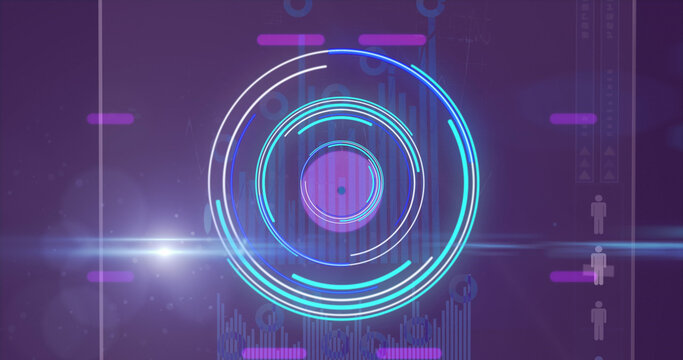 Image of processing circle and moving light on scientific graph
