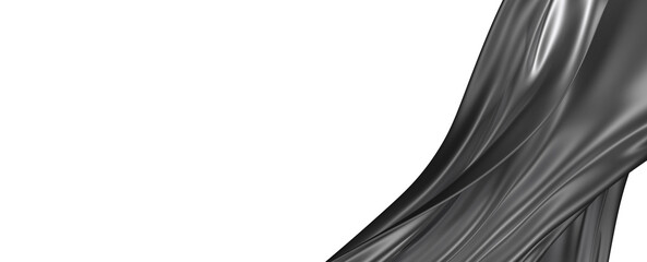 Naklejka premium 3D illustration of silver surface made of waving lines, abstract background