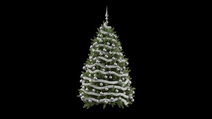 3D Silver Christmas Tree Rotating - Powered by Adobe