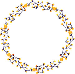 Watercolor WREATH with GARLAND and BALLS isolated on transparent background