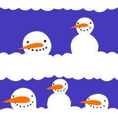 Winter seamless snowman and snowflakes pattern for Christmas wrapping paper and kids notebooks