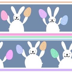 Cartoon animals seamless Easter eggs and rabbit bunnies pattern for wrapping paper and kids clothes print