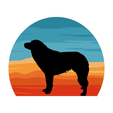 Aidi Dog Silhouette Retro Vintage Sunset Dog Lover Sticker Vector Illustration SVG EPS