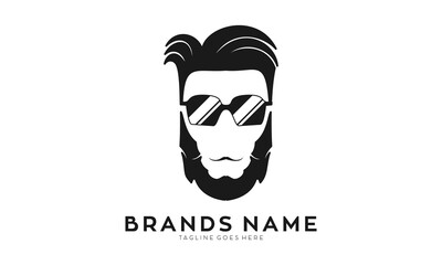 Bearded man with glasses vector logo