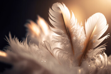 illustration of soft fluffy bird feather with soft light look comfy and tender