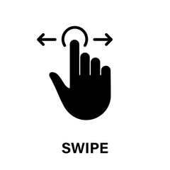 Swipe Gesture, Hand Cursor of Computer Mouse Black Silhouette Icon. Pointer Finger Glyph Pictogram. Click Double Press Touch Point Tap on Cyberspace Website Sign. Isolated Vector Illustration