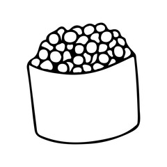 Sushi with seafood or fish. Makizushi or Futumaki. Asian cuisine. Vector illustration isolated on white background