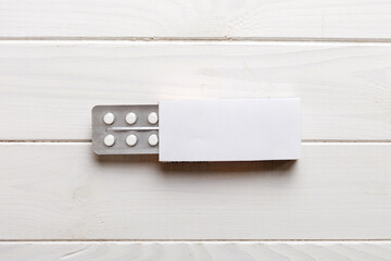 Blank White Product Package Box Mock-up. Open blank medicine drug box with blister top view