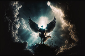 Generative AI illustration of angel in heaven afterlife concept - 553863312