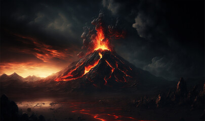 Generative AI illustration of Mount Doom volcano in Mordor