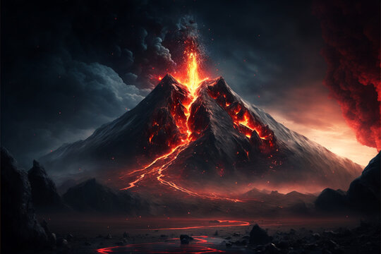 Generative AI illustration of Mount Doom volcano in Mordor