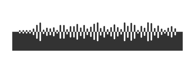 Sound wave icon. Pulse pictogram. Signal sign. Voicemail file, audio message symbol. Messenger, radio, podcast mobile app, media player graphic element. Vector illustration