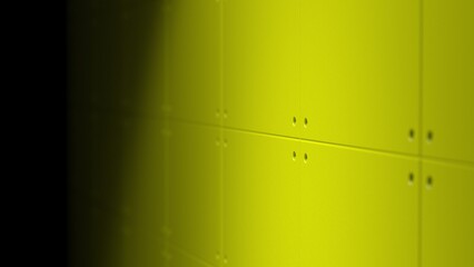 Yellow painted scratch wall and floor on spot lighting background. Concept 3D CG of struggles of solitude in the concrete jungle, challenging unresolved issues and triumph of the lone wolf in society.