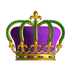 mardi gras crown. isolated 3d crown illustration - obrazy, fototapety, plakaty