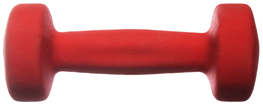 COVID-19 coronavirus post-lockdown. Sports  red dumbbells,