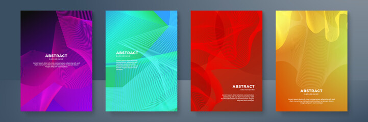 Fototapeta premium Modern abstract covers set, minimal covers design. Colorful geometric background, vector illustration.