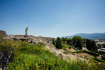Fototapeta na wymiar Sculpture in Temple of Venus in ruins of Pompeii ancient Roman city , Campania region, Italy.