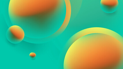 abstract colorful green and orange gradient background with circles