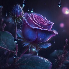 Purple rose in the moonlight with a astral background