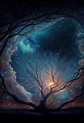 Obraz premium Tree with a moon lit background