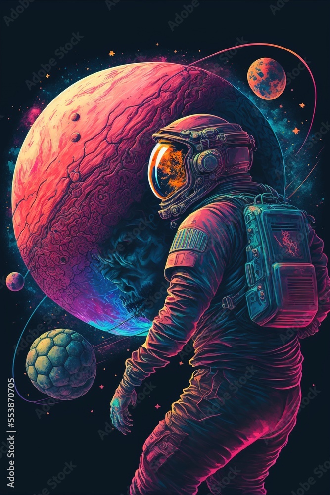 Canvas Prints astronaut playing soccer in space