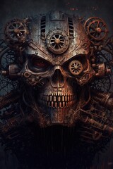 Steampunk mechanical skull