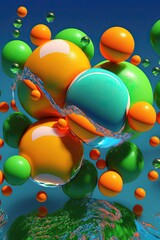 Fototapeta na wymiar Colorful explosion of multicolored spheres