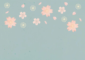 桜と和紙のかわいい水彩背景
