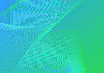 Abstract green presentation background with blue lines