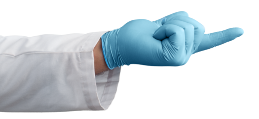 Medical doctor hands in blue protective gloves
