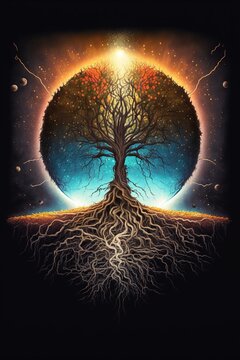Yggdrasil the eternal tree in the middle of the world