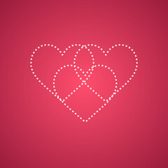 three hearts on a red background illustration