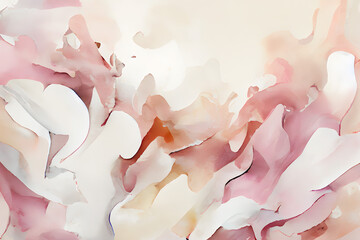 Pastel watercolor background. Beige and pink abstract texture. Generative AI.