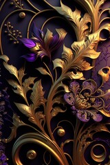 Beautiful colorful ornate flowers and patterns decorating a wall