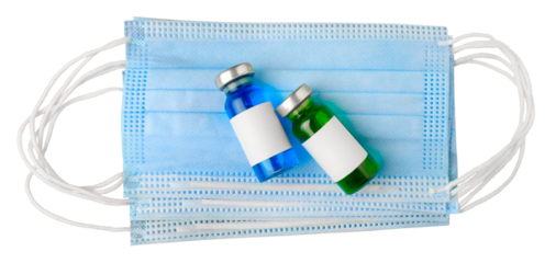 Vaccine and syringe injection and medical mask