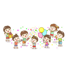 Obraz na płótnie Canvas Cartoon Thai Kids in New Year Party.