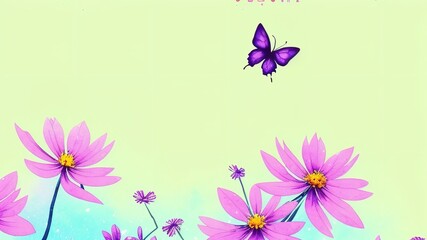 Naklejka na ściany i meble Flower and butterfly illustration.