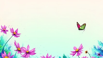 Obraz na płótnie Canvas Flower and butterfly illustration.