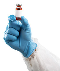 Doctor hand holds a Coronavirus vaccine jointly developed, immunization and treatment of Coronavirus