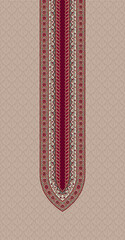 Digital Textile Design and Beautiful Ethnic neckline design and Mughal art motif, digital print on fabric