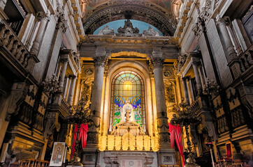 Naklejka premium Part of the inside of the Candelária Church in Rio de Janeiro. The Church of Nossa Senhora da Candelária is a Catholic temple located in downtown Rio de Janeiro, Brazil. 