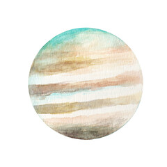 透明水彩で描いた木星のイラスト　惑星　背景イラスト