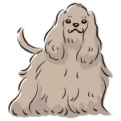 シンプルでかわいいアメリカンコッカースパニエル　手描き線画ベクターイラスト