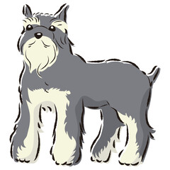 シンプルでかわいいミニチュアシュナウザー　手描き線画ベクターイラスト