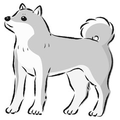 シンプルでかわいい柴犬　手描き線画ベクターイラスト
