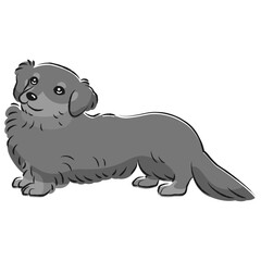 シンプルでかわいいミニチュアダックスフント　手描き線画ベクターイラスト
