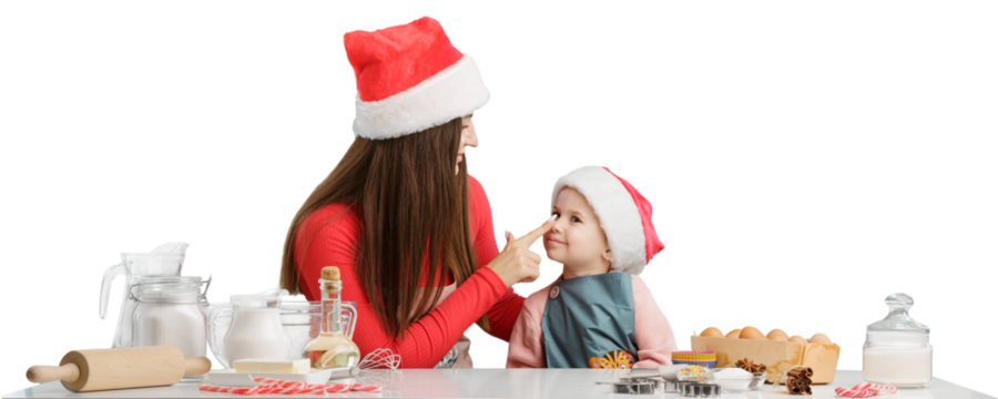 happy Mother and daughter preparing cream puffs